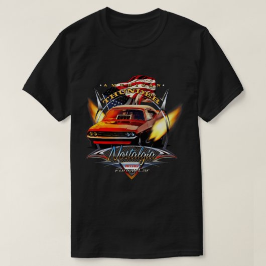 ノスタルジアおもしろいカーアメリカドラッグレーシングティーシャツ Tシャツ (デザイン正面)