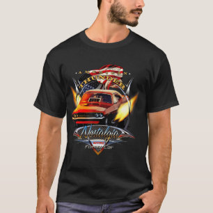 ノスタルジアおもしろいカーアメリカドラッグレーシングティーシャツ Tシャツ