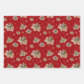 ノスタルジアのヴィンテージクリスマススノーフレーク2 ラッピングペーパーシート (正面3)