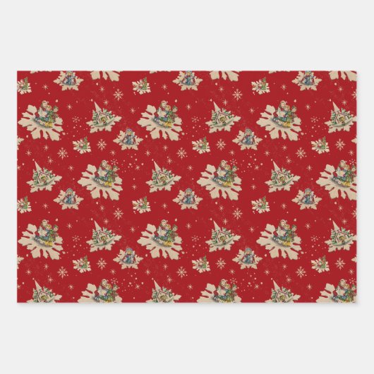 ノスタルジアのヴィンテージクリスマススノーフレーク2 ラッピングペーパーシート (正面)