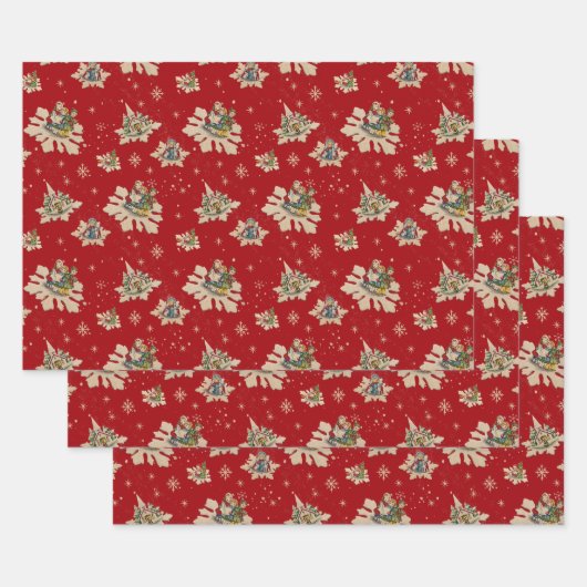 ノスタルジアのヴィンテージクリスマススノーフレーク2 ラッピングペーパーシート (セット)