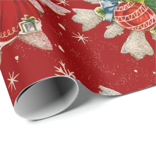 ノスタルジアのヴィンテージクリスマススノーフレーク ラッピングペーパー (ロールコーナー)