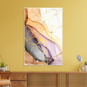 ノスタルジアオレンジブルーの色合いの大理石のアートウェーブ キャンバスプリント (インサイチュ (リビング))