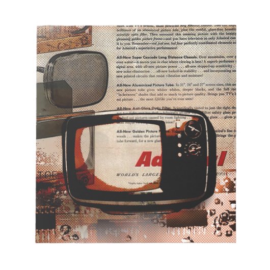 ノスタルジア新聞レトロテレビヴィンテージテレビ ノートパッド (正面)