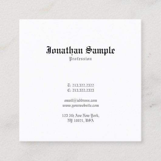 ノスタルジクラシックックシンプルデザインオールド英語 スクエア名刺 (正面)