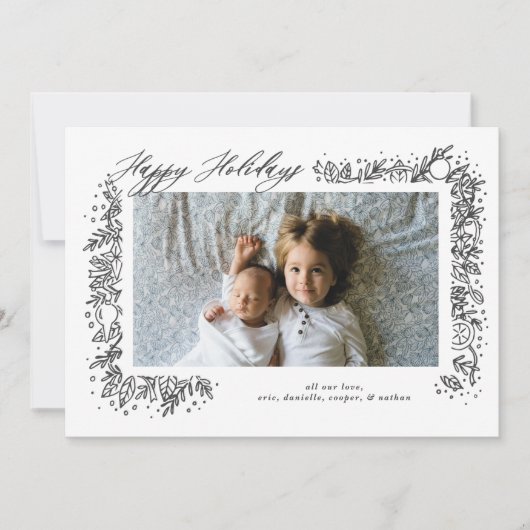 ノスタルジックかわいらしオーナメントガーランドホリデイ シーズンカード (正面)