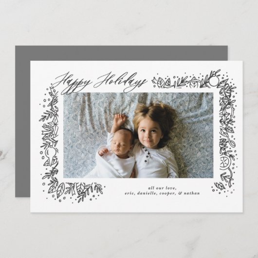 ノスタルジックかわいらしオーナメントガーランドホリデイ シーズンカード (正面/裏面)