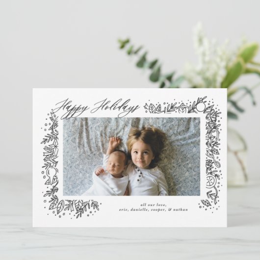 ノスタルジックかわいらしオーナメントガーランドホリデイ シーズンカード (スタンド正面)