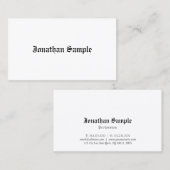 ノスタルジックでエレガントでクラシックな最小主義の白い平野 名刺 (正面/裏面)