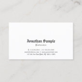 ノスタルジックでエレガントでクラシックな最小主義の白い平野 名刺 (裏面)