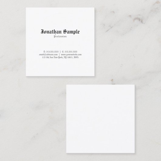 ノスタルジックでスタイリッシュでクラシックなデザインの古い英国のフォント スクエア名刺 (正面/裏面)