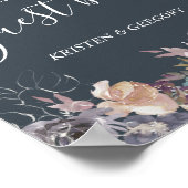 ノスタルジックなインディゴとブレッシュの花の結婚式ゲストブック ポスター (角)