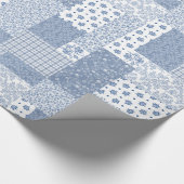 ノスタルジックなインディゴのフェイクなパッチワークの包装紙 ラッピングペーパー (角)