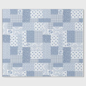 ノスタルジックなインディゴのフェイクなパッチワークの包装紙 ラッピングペーパー (フラット)