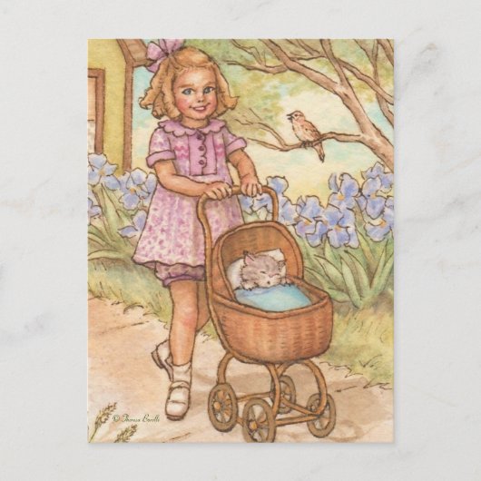 ノスタルジックなキットインベビーキャリッジ葉書 ポストカード (正面)