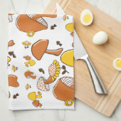 ノスタルジックなキノコ型 キッチンタオル (四つ折り)