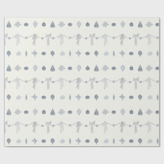 ノスタルジックなクリスマスのオーナメント ストライプ ラッピングペーパー