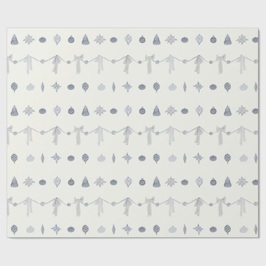 ノスタルジックなクリスマスのオーナメント ストライプ ラッピングペーパー (フラット)