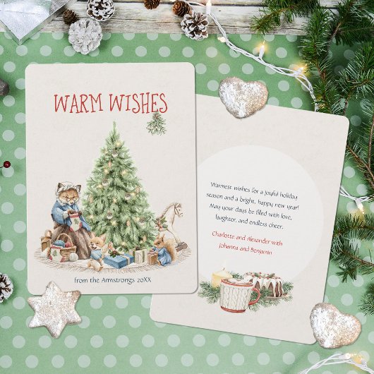 ノスタルジックなクリスマスアニマルズウォーター色 シーズンカード