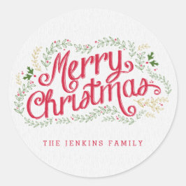 ノスタルジックなクリスマスステッカーまたは封筒用シール ラウンドシール