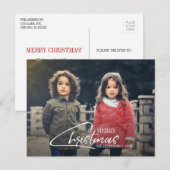 ノスタルジックなクリスマス スクリプト ホリデー フォト ポストカード (正面/裏面)