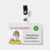 ノスタルジックなスタッフメンバー識別バッジ バッジ (正面 (クリップ付))