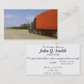 ノスタルジックなトラックの運転手葬儀の記念カード 名刺 (正面/裏面)