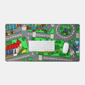 ノスタルジックなトラックカーカーロード、90s小児期 デスクマット (キーボード&マウス)