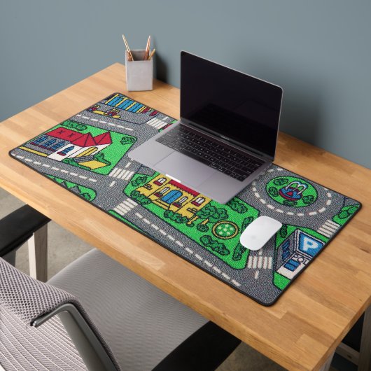 ノスタルジックなトラックカーカーロード、90s小児期 デスクマット (オフィス2)