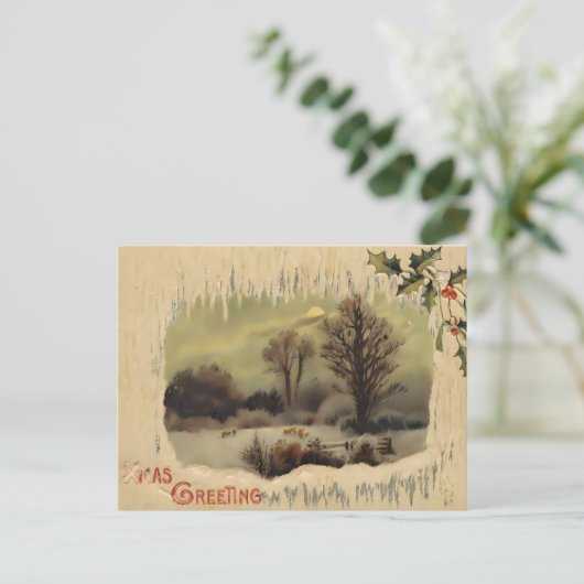 ノスタルジックなビクトリア朝の冬の夜 ポストカード (スタンド正面)