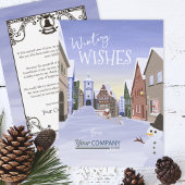 ノスタルジックなビジネスロゴライトブルークリスマス シーズンカード