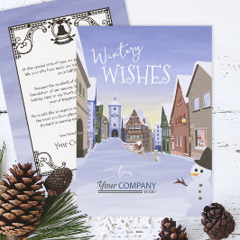 ノスタルジックなビジネスロゴライトブルークリスマス シーズンカード