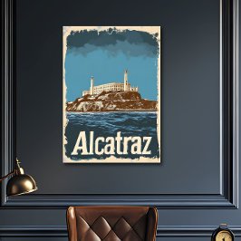 ノスタルジックなビンテージアルカトラズ旅行 ポスター