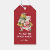 ノスタルジックなレトロサンタクロース - 赤いクリスマス ギフトタグ (裏面)