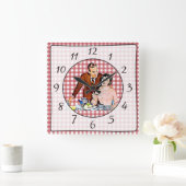 ノスタルジックなヴィンテージのレトロのカップルの台所時計 スクエア壁時計 (ホーム)