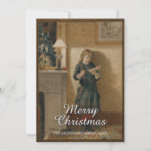 ノスタルジックなヴィンテージの子供とクリスマスのご挨拶 シーズンカード (正面)