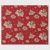ノスタルジックなヴィンテージクリスマスの雪の結晶2 ラッピングペーパー (フラット)