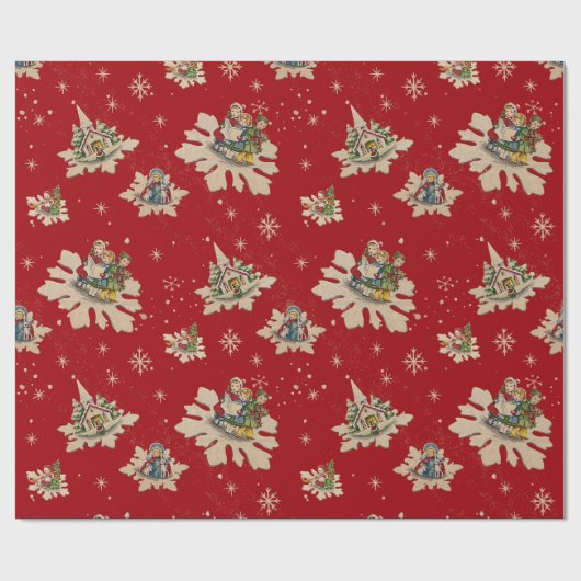 ノスタルジックなヴィンテージクリスマスの雪の結晶2 ラッピングペーパー (フラット)