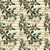 ノスタルジックなヴィンテージクリスマスキャロルのホリーベリー シャワーカーテン