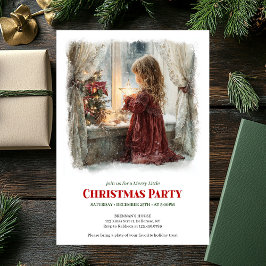 ノスタルジックな少女がサンタを待つ デジタルクリスマス 招待状