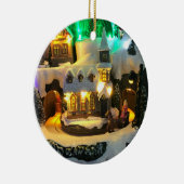 ノスタルジックな山村と雪の風景 セラミックオーナメント (右)