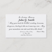 ノスタルジックな山水葬儀の記念カード 名刺 (裏面)