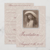 ノスタルジックな招待状: 記憶-ビクトリアンな女の子 招待状 (正面/裏面)