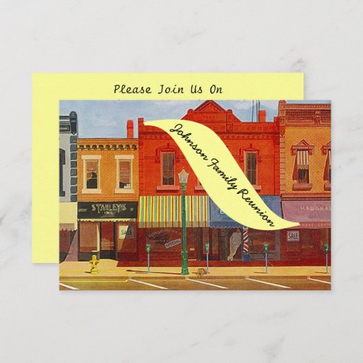 ノスタルジックな故郷都市通りの懇親会の招待状 招待状 (正面/裏面)