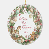 ノスタルジックな祖父母の最初のクリスマスの写真 セラミックオーナメント (左)