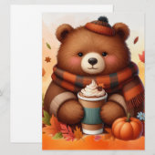 ノスタルジックな秋のクマ シーズンカード (正面/裏面)