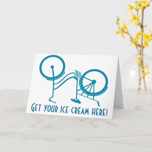 ノスタルジックな逆さまの自転車のアイスクリームの誕生日 カード (黄色い花)