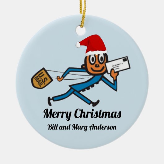 ノスタルジックな郵便はあなたの文字を加えます セラミックオーナメント (正面)