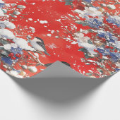 ノスタルジックな雪と鳥のクリスマスラッピング紙 ラッピングペーパー (角)