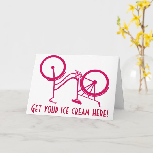 ノスタルジックアップサイドダウン自転車アイスクリーム誕生日 カード (黄色い花)